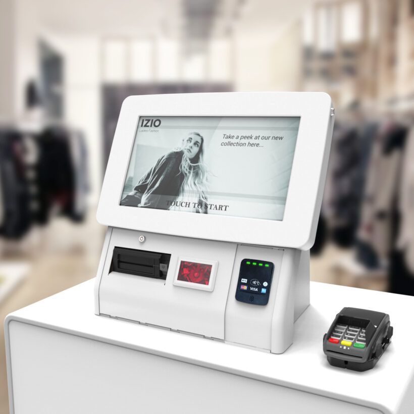 POS Intergrated kiosk with contactless reader for clothes shop