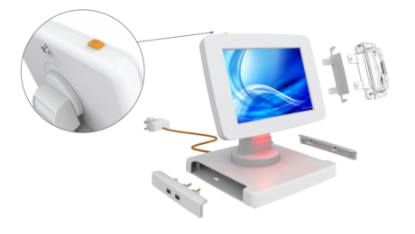 Visual demonstrating different components of imageHOLDERS countertop kiosk
